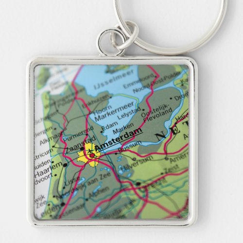 Amsterdam Netherlands Map Keychain