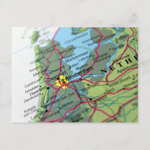Amsterdam, Netherlands Map Postcard