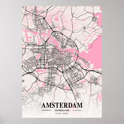 Amsterdam _ Netherlands Neapolitan City Map Poster