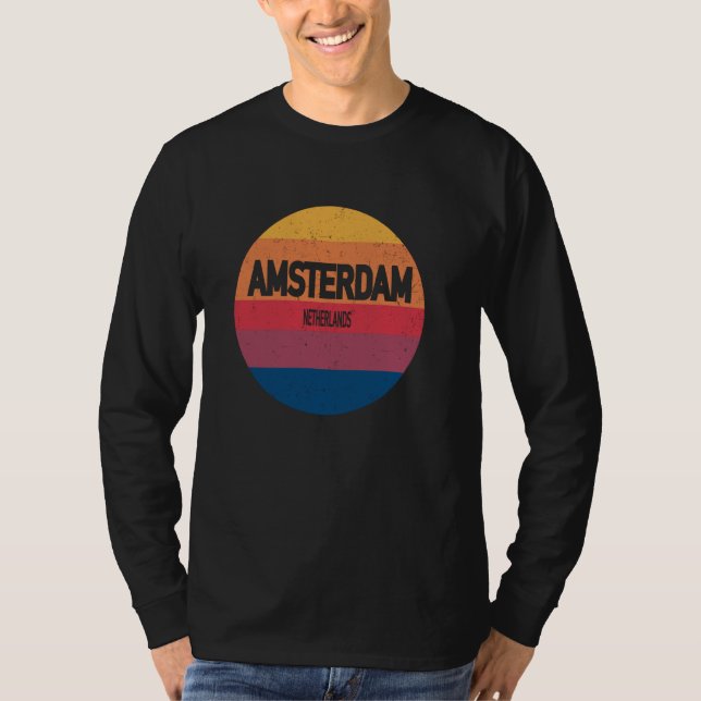 Amsterdam Netherlands Retro Sunset Souvenir T-Shirt (Front)