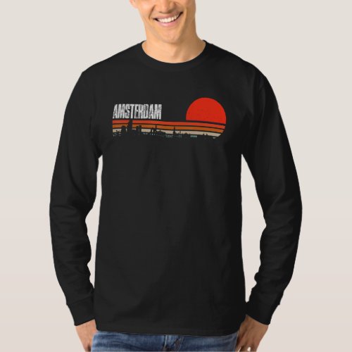 Amsterdam Netherlands Retro VIntage Sunset Beach 7 T_Shirt