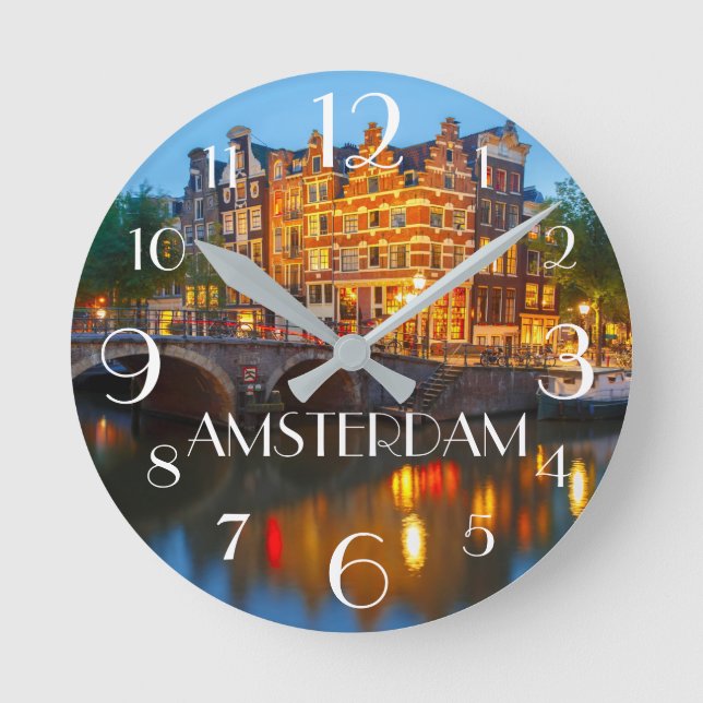 Amsterdam Netherlands Round Clock (Front)