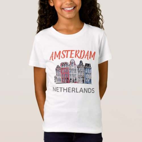 Amsterdam Netherlands Row houses girls T_Shirt