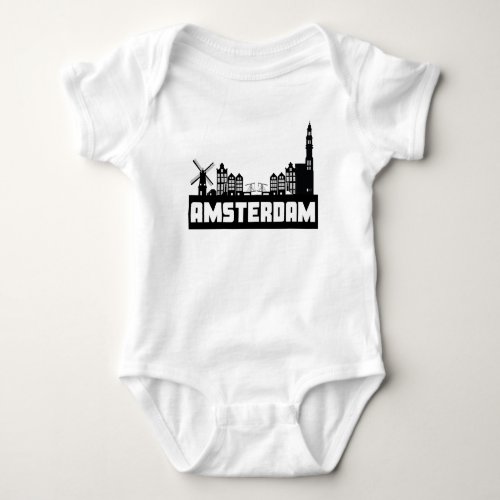 Amsterdam Netherlands Skyline Baby Bodysuit