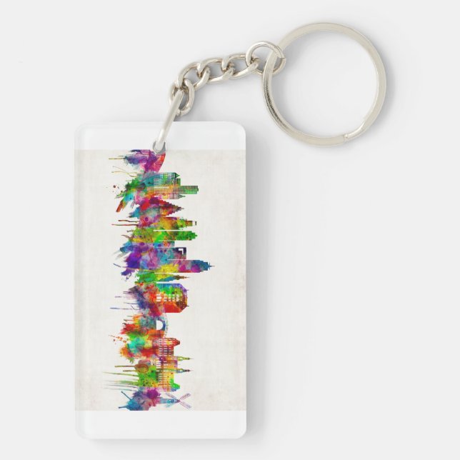 Amsterdam Netherlands Skyline Keychain (Back)