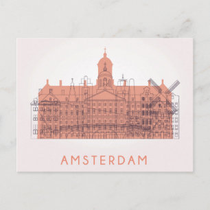 Amsterdam, Netherlands Skyline of Landmarks Postcard