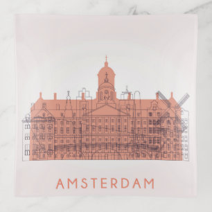Amsterdam, Netherlands Skyline of Landmarks Trinket Tray