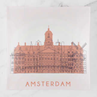 Amsterdam, Netherlands | Skyline of Landmarks Trinket Tray