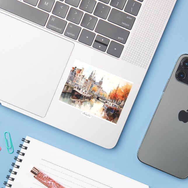 Amsterdam, Netherlands Sticker (Laptop w/ iPhone)