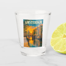Amsterdam Netherlands Sunset Canal Vintage Travel