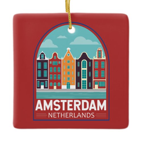 Amsterdam Netherlands Travel Art Vintage Ceramic Ornament