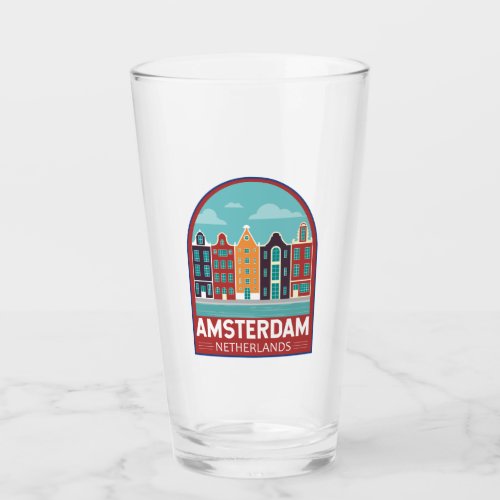 Amsterdam Netherlands Travel Art Vintage Glass