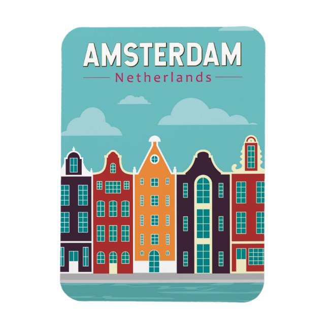Amsterdam Netherlands Travel Art Vintage Magnet (Vertical)