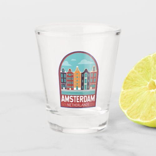 Amsterdam Netherlands Travel Art Vintage Shot Glass