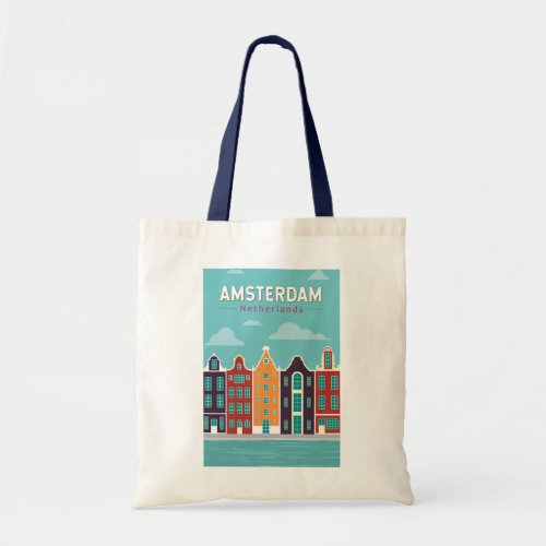 Amsterdam Netherlands Travel Art Vintage Tote Bag