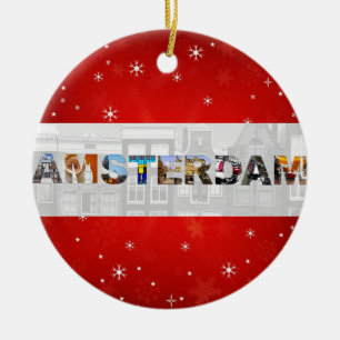 Amsterdam Netherlands Travel Photos Christmas Ceramic Ornament
