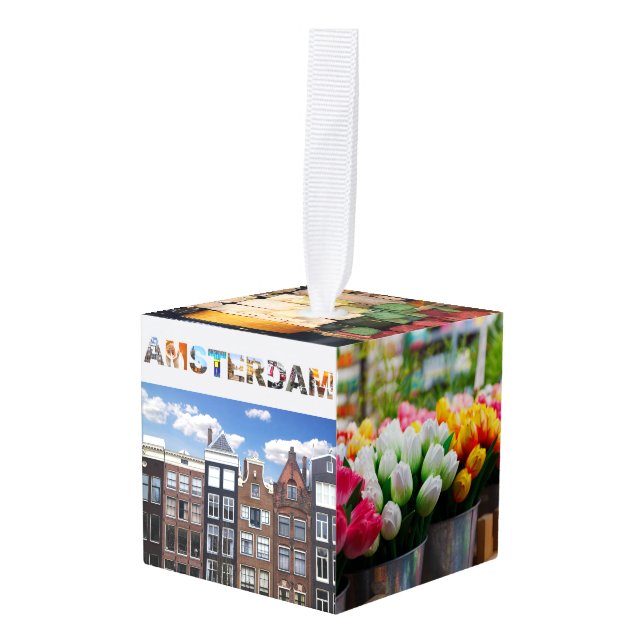 Amsterdam Netherlands Travel Photos Custom Cube Ornament (Front Angled)