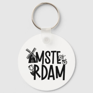 Amsterdam Netherlands Travel Souvenir Keychain