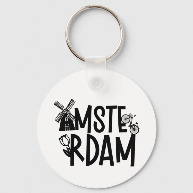 Amsterdam Netherlands Travel Souvenir Keychain (Front)