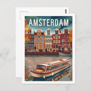 Amsterdam Netherlands Vintage Famous Travel Place Postcard