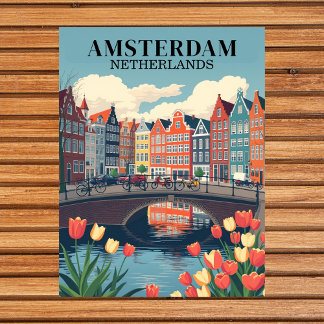 Amsterdam Netherlands Vintage Travel Bicycles Postcard