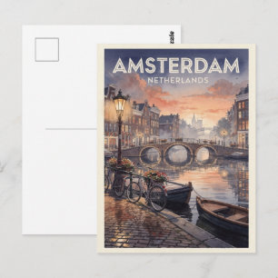 Amsterdam Netherlands Vintage Travel Postcard