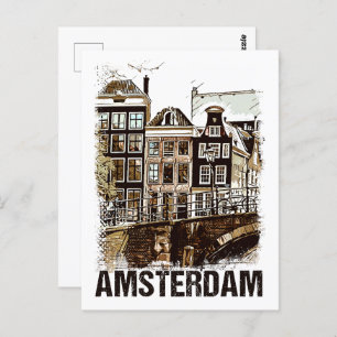 Amsterdam Netherlands Vintage Travel Poster Retro Postcard