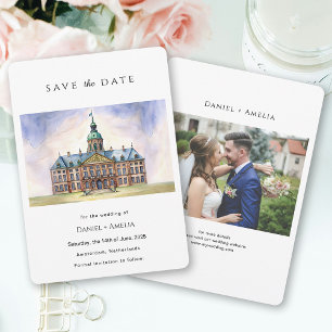 Amsterdam Netherlands Watercolor Destination Save The Date