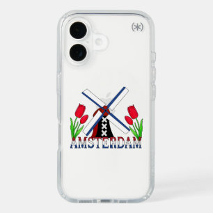 Amsterdam Netherlands Windmill and Tulips iPhone 16 Case