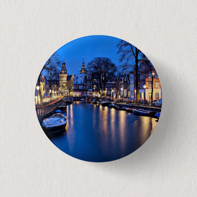 Amsterdam Night Wallpaper-67657 Button (Front)