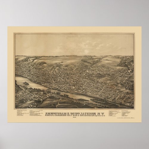 Amsterdam NY Panoramic Map _ 1881 Poster