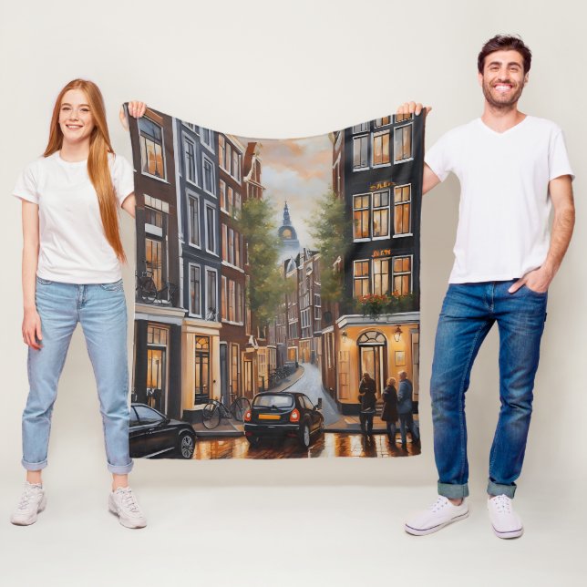 Amsterdam oil painting fleece blanket (In Situ)