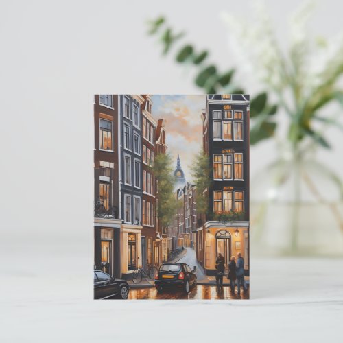 Amsterdam oil painting postcard
