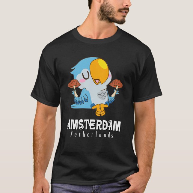 Amsterdam Parakeet Mushroom Holland The Netherland T-Shirt (Front)