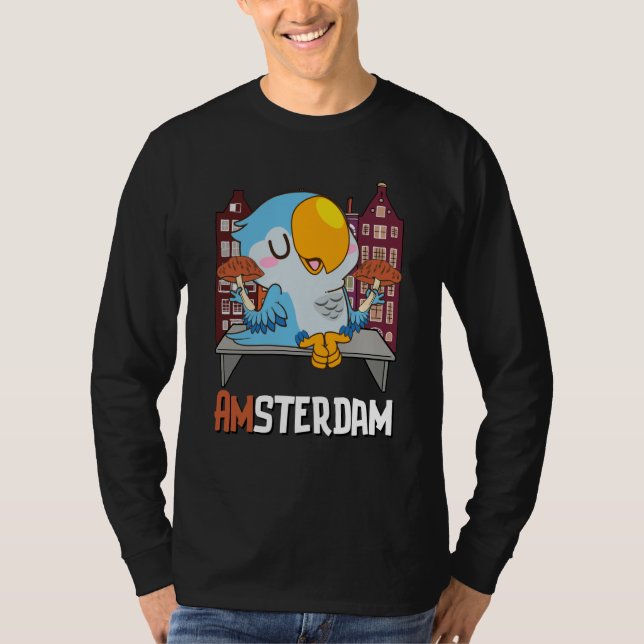 Amsterdam Parakeet Mushroom Holland The Netherland T-Shirt (Front)