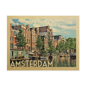 Amsterdam Postcard Holland Vintage Travel