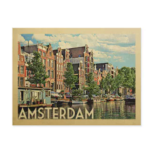 Amsterdam Postcard Holland Vintage Travel Amsterdam Postcard Holland Vintage Travel