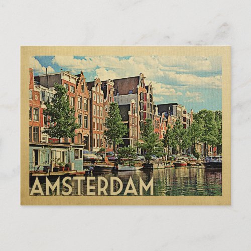 Amsterdam Postcard Holland Vintage Travel