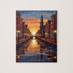 Amsterdam Postcard Holland Vintage Travel Jigsaw Puzzle