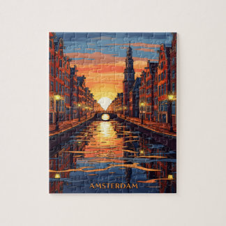 Amsterdam Postcard Holland Vintage Travel Jigsaw Puzzle