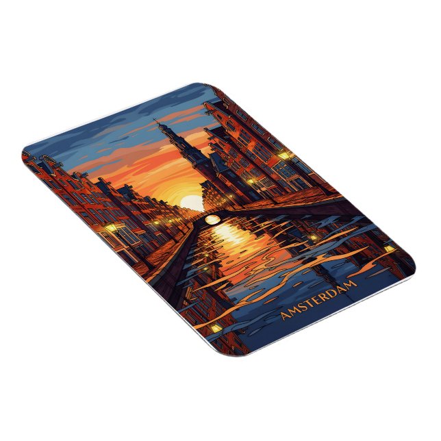 Amsterdam Postcard Holland Vintage Travel Magnet (Right Side)