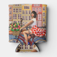Amsterdam Poster: Pin-Up Girl Cycling.