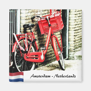 Amsterdam, Red Bicycle, Netherlands Magnet