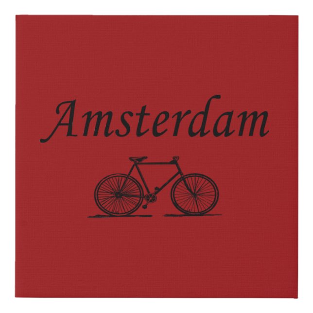 Amsterdam retro bicycle faux canvas print (Front)