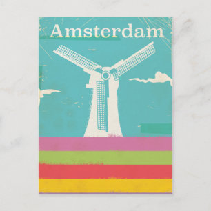 Amsterdam retro vintage travel poster postcard