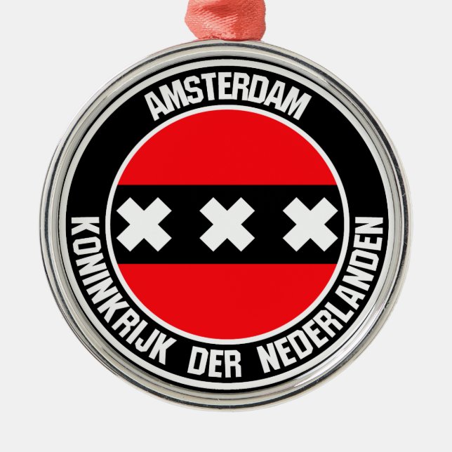 Amsterdam Round Emblem Metal Ornament (Front)