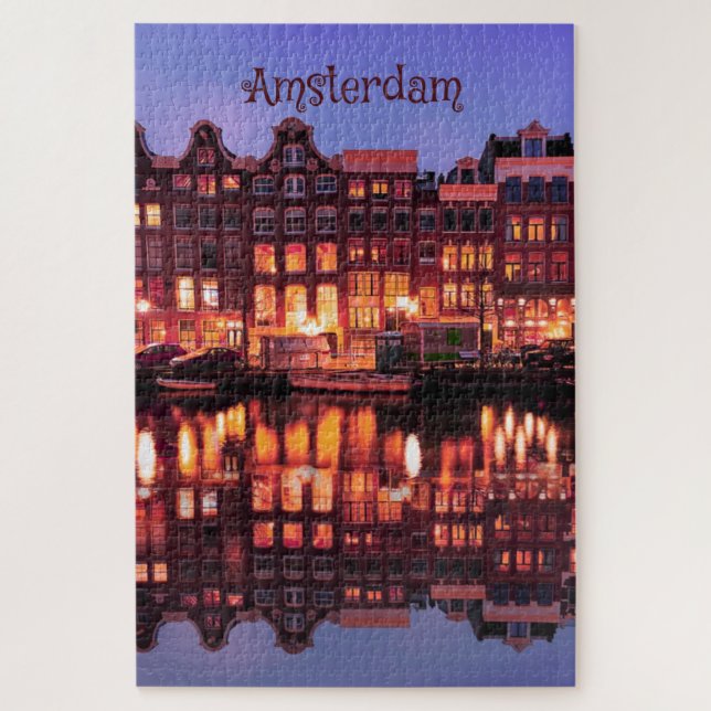 Amsterdam Row Houses on Canal Jigsaw Puzzle (Vertical)