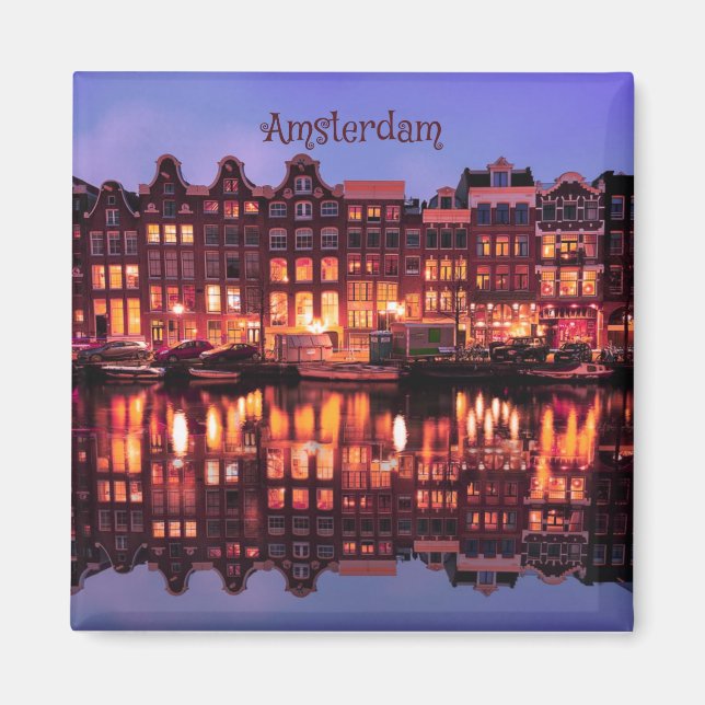 Amsterdam Row Houses on Canal Magnet (Front)