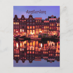 Amsterdam Row Houses on Canal Postcard