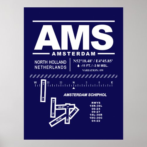 Amsterdam Schiphol Airport AMS Poster